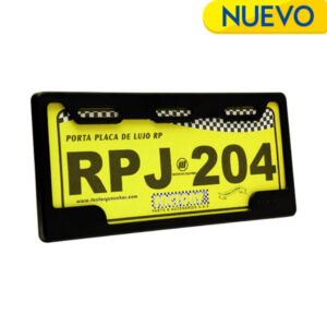 PORTAPLACA DE LUJO UNIVERSAL RPJ – CON TORNILLO COLORES: NEGRO, AZUL, ROJO, VERDE KM, GRIS, MORADO, FUCSIA, NARANJA